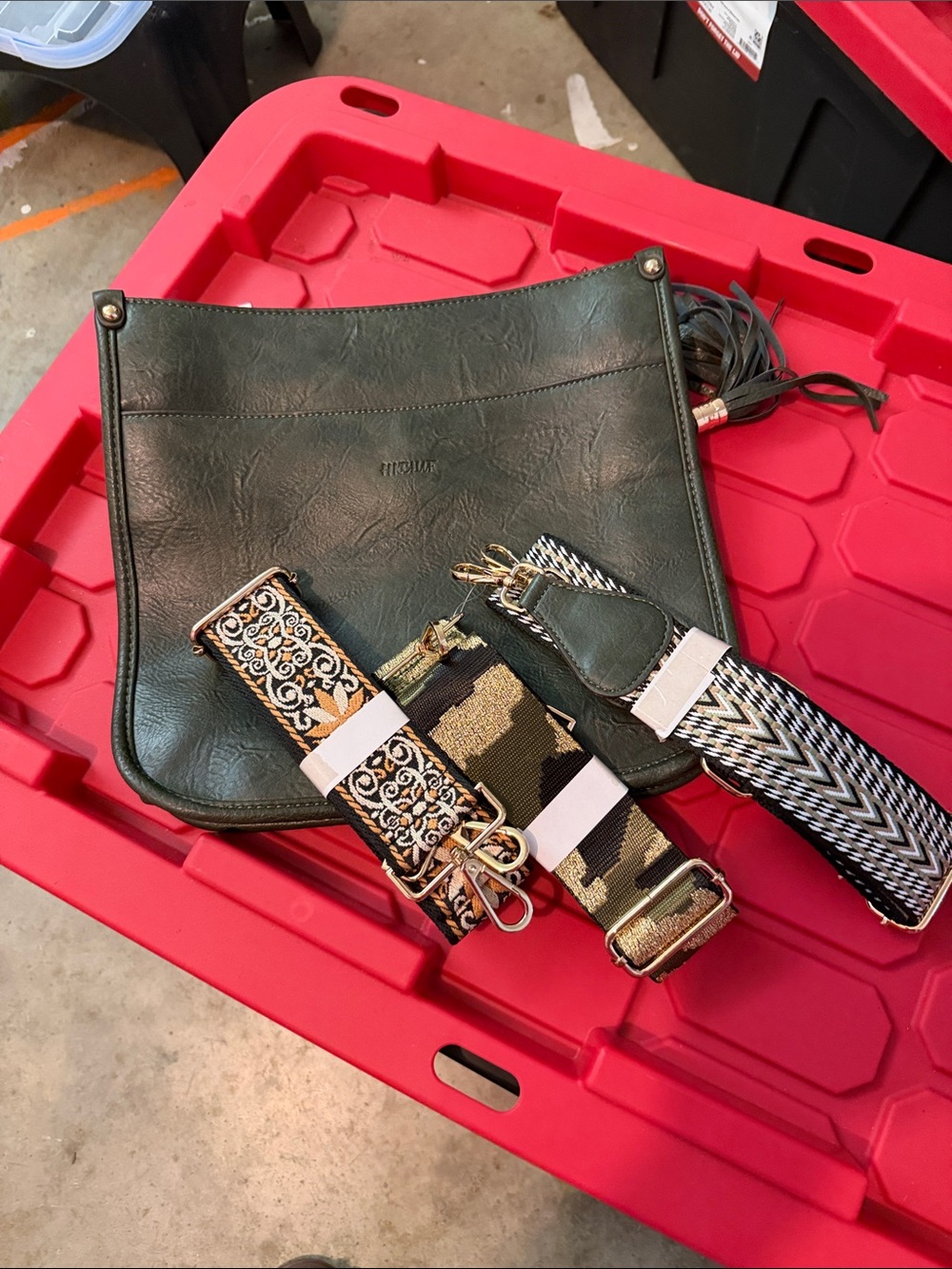 NWT shoulder bag with 3 adjustable straps. Olive color